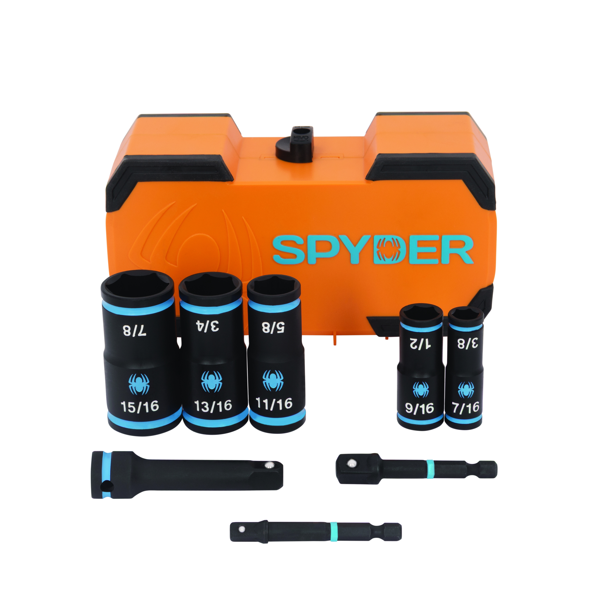 Spyder 8-Piece SAE Flip Socket Set — 1/4in. & 3/8in. Drive, 3in. Impact Extension, 2 Impact Adapters, Model# 19711